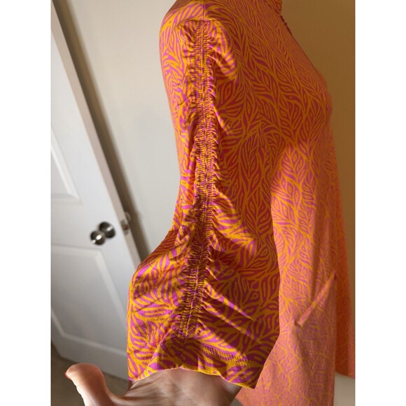 Ibkul Ruched Elbow Sleeve Dress Sally Orange Peel / Hot Pink Size XL NWT - Picture 7 of 11